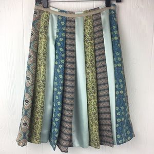 J. Jill 100% Silk Panel Flared Skirt BOHO SM Sz 4